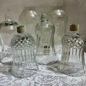 Vintage Clear Glass Lamp Shades Candle Votives Lot